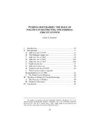 The Role of Politics in Districting the Federal Circuit System