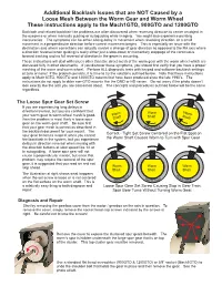 Additional Backlash Issues That Are NOT Caused by a Loose Mesh