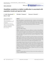 Amphibian Sensitivity to Habitat Modification Is Associated With