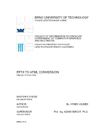Brno University of Technology Pptx to Html Conversion