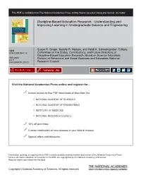Discipline-Based Education Research: Understanding and Improving Learning in Undergraduate Science and Engineering