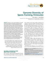 Genome Diversity of Spore-Forming Firmicutes MICHAEL Y