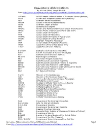 Gravestone Abbreviations