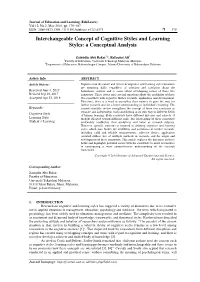 Interchangeable Concept of Cognitive Styles and Learning Styles: a Conceptual Analysis