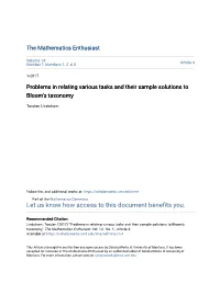 Problems in Relating Various Tasks and Their Sample Solutions to Bloomâ
