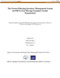 The Factors Effecting Inventory Management System in FMCG( Fast Moving Consumer Goods) Organization