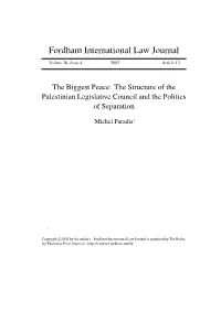 The Structure of the Palestinian Legislative Council and the Politics of Separation