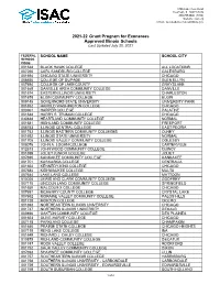 2021-22 Grant Program for Exonerees Approved Illinois Schools Last Updated July 20, 2021