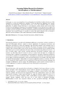 Assessing Italian Research in Statistics: Interdisciplinary Or Multidisciplinary?