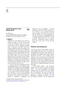 Encyclopedia of Renaissance Philosophy, 2 Euclid: Reception in the Renaissance