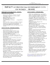Impact of Provincial Government Cuts on Women….Shame