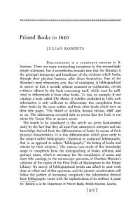 Printed Books to 1640