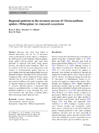 Regional Patterns in the Invasion Success of Cheiracanthium Spiders (Miturgidae) in Vineyard Ecosystems