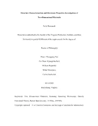 Structure Characterization and Electronic Properties Investigation Of
