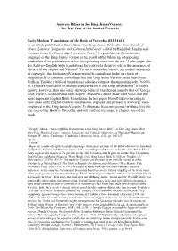 Antwerp Bibles in the King James Version: the Test Case of the Book of Proverbs