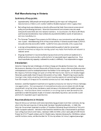 APPENDIX a – Rail Manufacturing in Victoria