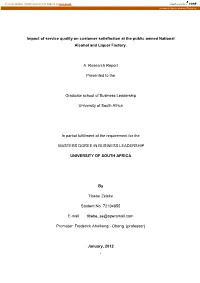 Impact of Service Quality on Customer Satisfaction at the Public Owned National Alcohol and Liquor Factory