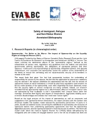 Safety of Immigrant, Refugee and Non-Status Women Annotated Bibliography