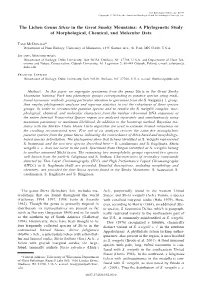 The Lichen Genus Sticta in the Great Smoky Mountains: a Phylogenetic Study of Morphological, Chemical, and Molecular Data