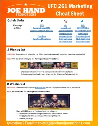 UFC 261 Marketing Cheat Sheet