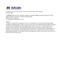 Variation of Control Characteristics of Power Thyratron Tubes With
