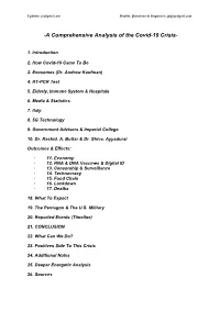 A Comprehensive Analysis of the Covid-19 Crisis