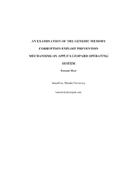 An Examination of the Generic Memory Corruption Exploit Prevention