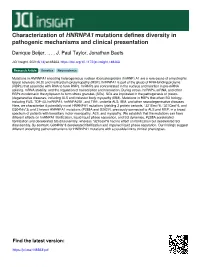 Characterization of HNRNPA1 Mutations Defines Diversity in Pathogenic Mechanisms and Clinical Presentation
