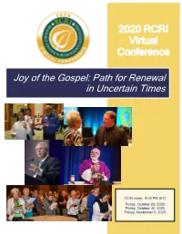 Joy of the Gospel: Path for Renewal in Uncertain Times