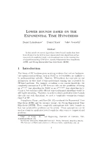 Lower Bounds Based on the Exponential Time Hypothesis