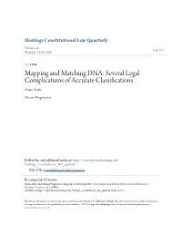 Mapping and Matching DNA: Several Legal Complications of Accurate Classifications Aviam Soifer