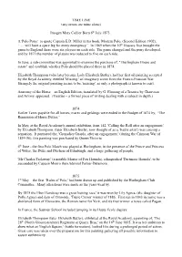 TIME LINE (Any Errors Are Mine Alone)