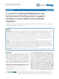 A Screen for Hydroxymethylcytosine and Formylcytosine Binding Proteins