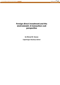 Foreign Direct Investment and the Environment: a Transaction Cost Perspective