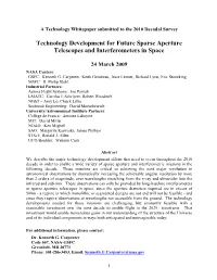 Technology Development for Future Sparse Aperture Telescopes and Interferometers in Space