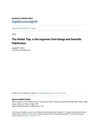 The Atheist Trap, Or the Argument from Design and Scientific Falsification