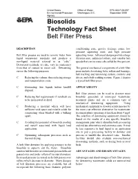 Biosolids Technology Fact Sheet: Belt Filter Press