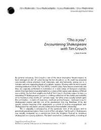 Encountering Shakespeare with Tim Crouch