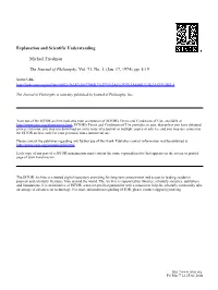 Explanation and Scientific Understanding