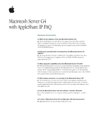 Macintosh Server G4 with Appleshare IP FAQ