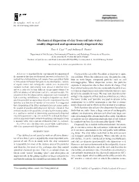 Mechanical Dispersion of Clay from Soil Into Water: Readily-Dispersed and Spontaneously-Dispersed Clay Ewa A
