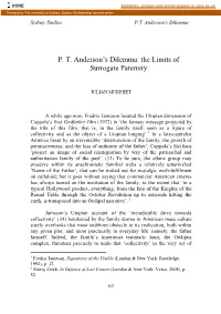 P. T. Anderson‟S Dilemma: the Limits of Surrogate Paternity