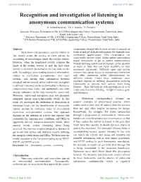 Recognition and Investigation of Listening in Anonymous Communication Systems 1 K
