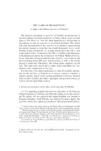 A Study of the Nubian Eparchos of Nobadia* the Function and Dignity