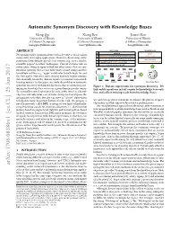 Automatic Synonym Discovery with Knowledge Bases