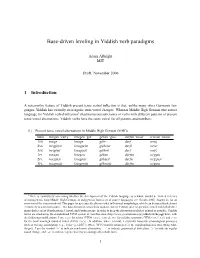 Base-Driven Leveling in Yiddish Verb Paradigms