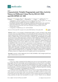 Characteristic Volatile Fingerprints and Odor Activity Values in Different