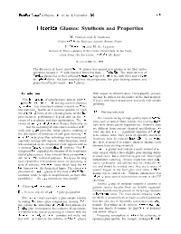 Fluoride Glasses: Synthesis and Properties