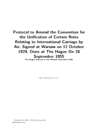 Protocol to Amend the Convention for the Unification of Certain Rules