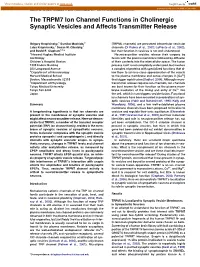 The TRPM7 Ion Channel Functions in Cholinergic Synaptic Vesicles and Affects Transmitter Release